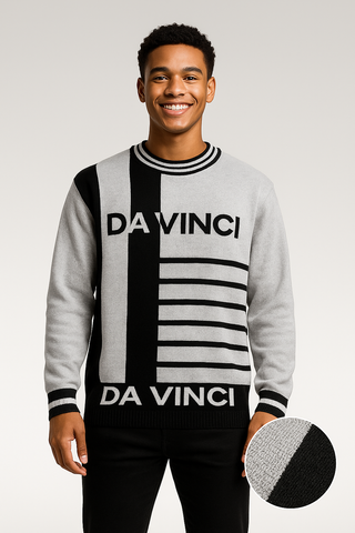 Da Vinci Oversized Knit Logo (a bold black-and-light grey)